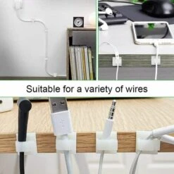 BARES 130 Pieces Adhesive Cable Clips Cable Tidy Self Adhesive Fixing, Cable Tidy, Desk Organizer Cable Clips For TV/Charger/Car/PC/Office/Home, White -Seilwinden Sales 59042287 5