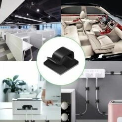 BARES 130 Pieces Adhesive Cable Clips Cable Tidy Self Adhesive Fixing, Cable Tidy, Desk Organizer Cable Clips For TV/Charger/Car/PC/Office/Home, Black -Seilwinden Sales 59042700 5