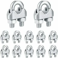 BEARSU M6 Kabelbinder, Edelstahldrahtseilbinder, Kabelclip U-Bolzen, Zum Verbinden Von Visier-Wäscheleine - 16 Stk