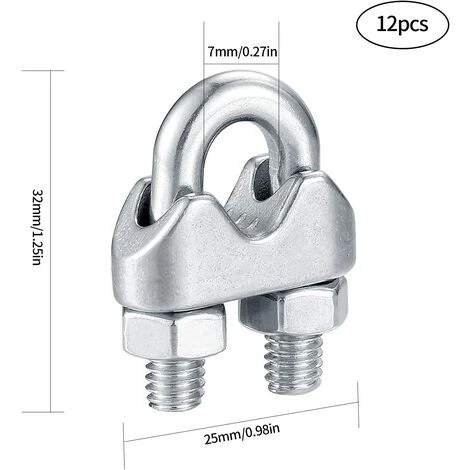 BEARSU M6 Kabelbinder, Edelstahldrahtseilbinder, Kabelclip U-Bolzen, Zum Verbinden Von Visier-Wäscheleine - 16 Stk 4 BEARSU M6 Kabelbinder, Edelstahldrahtseilbinder, Kabelclip U-Bolzen, Zum Verbinden Von Visier-Wäscheleine - 16 Stk – Bild 2