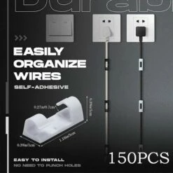 Kueatily 60 Stück Finisher-Drahtklemme, Selbstklebender Draht-Organizer, Kabel-Clip-Halter