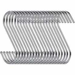 MINKUROW 10 Stück S Haken, 9 Cm Hängehaken, Haken Garderobe, Haken Zum Einhängen, Kleiderbügel (Silber)