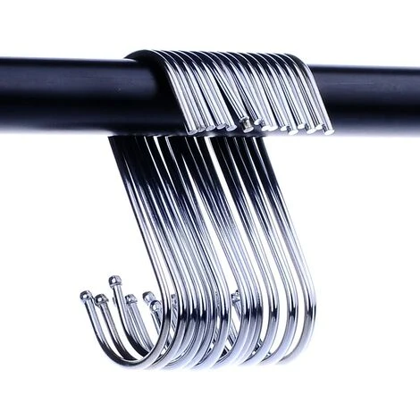 MINKUROW 10 Stück S Haken, 9 Cm Hängehaken, Haken Garderobe, Haken Zum Einhängen, Kleiderbügel (Silber) 4 MINKUROW 10 Stück S Haken, 9 Cm Hängehaken, Haken Garderobe, Haken Zum Einhängen, Kleiderbügel (Silber) – Bild 2