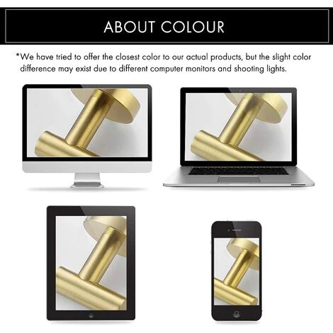 MINKUROW Badezimmer-Handtuchhaken SUS304 Edelstahl Wandhaken Küchenhandtuchhalter, 2 Stück, Gebürstetes Messing 5 MINKUROW Badezimmer-Handtuchhaken SUS304 Edelstahl Wandhaken Küchenhandtuchhalter, 2 Stück, Gebürstetes Messing – Bild 3