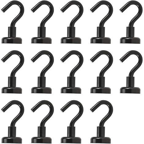 MINKUROW Magnet Haken, Magnete Mit Haken, 14 Stück Neodym Magnethaken Extra Stark, Schwarz Super Starker Magnetischer Haken Für Küche Schlafzimmer Badezimmer Garage Kühlschrankmagnet Schlüsselhalter 3 MINKUROW Magnet Haken, Magnete Mit Haken, 14 Stück Neodym Magnethaken Extra Stark, Schwarz Super Starker Magnetischer Haken Für Küche Schlafzimmer Badezimmer Garage Kühlschrankmagnet Schlüsselhalter