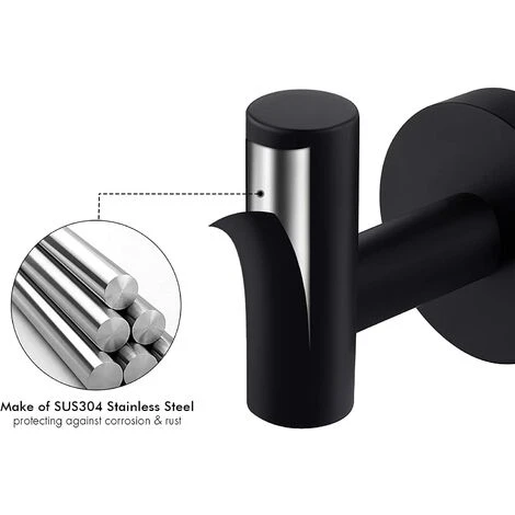 MINKUROW SUS304 Edelstahl Badezimmer Handtuchhalter Haken Wandhaken Küchenhandtuchhalter, Mattschwarz 6 MINKUROW SUS304 Edelstahl Badezimmer Handtuchhalter Haken Wandhaken Küchenhandtuchhalter, Mattschwarz – Bild 4