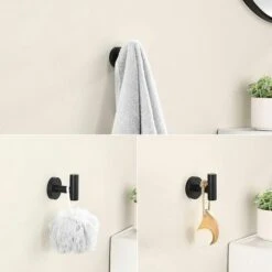 MINKUROW Badezimmer-Handtuchhaken SUS304 Edelstahl Wandhaken Küchenhandtuchhalter, 2 Stück, Mattschwarz -Seilwinden Sales 59507850 3