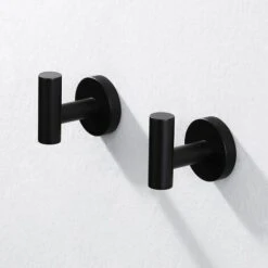 MINKUROW Badezimmer-Handtuchhaken SUS304 Edelstahl Wandhaken Küchenhandtuchhalter, 2 Stück, Mattschwarz -Seilwinden Sales 59507850 4