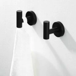 MINKUROW Badezimmer-Handtuchhaken SUS304 Edelstahl Wandhaken Küchenhandtuchhalter, 2 Stück, Mattschwarz -Seilwinden Sales 59507850 5