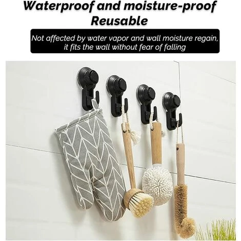 MINKUROW 4 Pack Vakuum Saugnapf Haken, Extra Stark Saughaken Ohne Bohren Für Fenster Glas Bad Küche Badezimmer Dusche, 2000 Mal Wiederverwertbar, Max 5KG (Schwarz) 5 MINKUROW 4 Pack Vakuum Saugnapf Haken, Extra Stark Saughaken Ohne Bohren Für Fenster Glas Bad Küche Badezimmer Dusche, 2000 Mal Wiederverwertbar, Max 5KG (Schwarz) – Bild 3