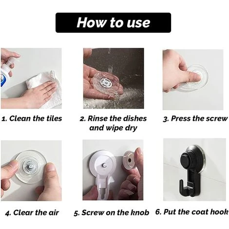 MINKUROW 4 Pack Vakuum Saugnapf Haken, Extra Stark Saughaken Ohne Bohren Für Fenster Glas Bad Küche Badezimmer Dusche, 2000 Mal Wiederverwertbar, Max 5KG (Schwarz) 6 MINKUROW 4 Pack Vakuum Saugnapf Haken, Extra Stark Saughaken Ohne Bohren Für Fenster Glas Bad Küche Badezimmer Dusche, 2000 Mal Wiederverwertbar, Max 5KG (Schwarz) – Bild 4