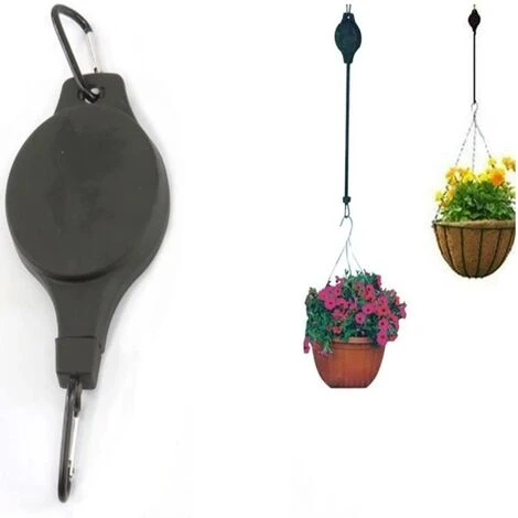 MINKUROW 3 X Einziehbare Blumenampel Haken Mit Seilzug, Gartenkörbe Töpfe Auto Teleskop-Haken Für Drinnen Und Draußen Free Size Schwarz 3 MINKUROW 3 X Einziehbare Blumenampel Haken Mit Seilzug, Gartenkörbe Töpfe Auto Teleskop-Haken Für Drinnen Und Draußen Free Size Schwarz
