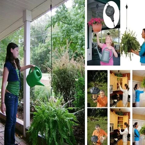 MINKUROW 3 X Einziehbare Blumenampel Haken Mit Seilzug, Gartenkörbe Töpfe Auto Teleskop-Haken Für Drinnen Und Draußen Free Size Schwarz 7 MINKUROW 3 X Einziehbare Blumenampel Haken Mit Seilzug, Gartenkörbe Töpfe Auto Teleskop-Haken Für Drinnen Und Draußen Free Size Schwarz – Bild 5