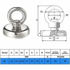 GESCHENKE Neodym-Ösenmagnet 32 mm Haftung 35 Kg Super Starker Magnetischer Magnethaken (10 Packungen) 8 GESCHENKE Neodym-Ösenmagnet 32 mm Haftung 35 Kg Super Starker Magnetischer Magnethaken (10 Packungen) -Seilwinden Sales 60105733 3