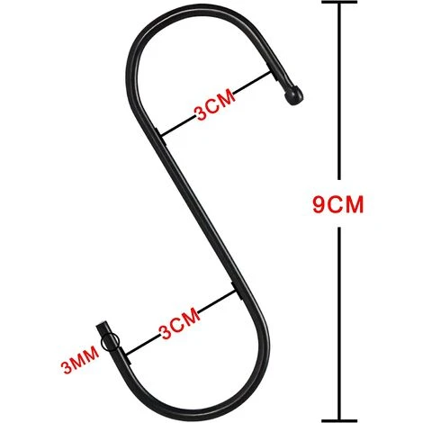 GESCHENKE 30 Stück 9 Cm S-förmige Haken Zum Aufhängen Für Küche, Bad, Schlafzimmer Und Büro (30 Stück, Große Größe, Schwarz) 4 GESCHENKE 30 Stück 9 Cm S-förmige Haken Zum Aufhängen Für Küche, Bad, Schlafzimmer Und Büro (30 Stück, Große Größe, Schwarz) – Bild 2