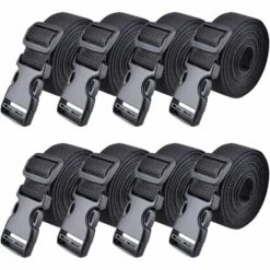 WERKZEUGE 8er-Pack Schnellschnallen-Ratschengurte Aus Kunststoff Zum Sichern Von Gepäck (2 M, Armeegrün – 3,8 Mm)