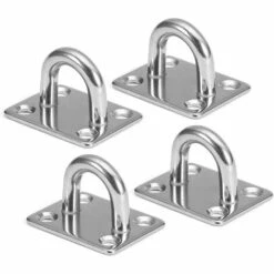 GESCHENKE M5 Heavy Duty Pad Eye Plate, 304 Edelstahl Längliche Eye Pad Plate, Staple Ring Hakenschlaufe U-förmig (4 Stück, 5 Mm)