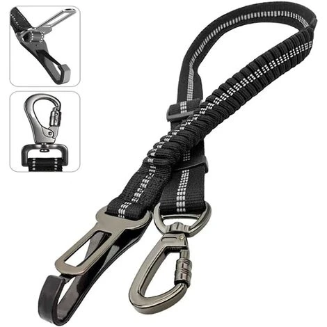 BARES Sicherheitsgurt Für Hunde, Auto-Sicherheitsgurt, Verstellbare Länge, Polsterung, Stoßdämpfung, Schwarzer, Elastischer, Reflektierender Gürtel, Geeignet Für Alle Hunde Und Autos 3 BARES Sicherheitsgurt Für Hunde, Auto-Sicherheitsgurt, Verstellbare Länge, Polsterung, Stoßdämpfung, Schwarzer, Elastischer, Reflektierender Gürtel, Geeignet Für Alle Hunde Und Autos