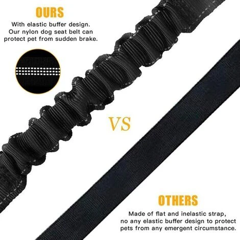 BARES Sicherheitsgurt Für Hunde, Auto-Sicherheitsgurt, Verstellbare Länge, Polsterung, Stoßdämpfung, Schwarzer, Elastischer, Reflektierender Gürtel, Geeignet Für Alle Hunde Und Autos 6 BARES Sicherheitsgurt Für Hunde, Auto-Sicherheitsgurt, Verstellbare Länge, Polsterung, Stoßdämpfung, Schwarzer, Elastischer, Reflektierender Gürtel, Geeignet Für Alle Hunde Und Autos – Bild 4