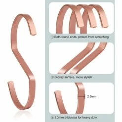 GESCHENKE 10 Stück 10,2 Cm Flache S-Haken In Roségold, Strapazierfähige Edelstahl-S-förmige Haken Zum Aufhängen Von Töpfen Und Pfannen, Pflanzen Und Kleidung Im Freien -Seilwinden Sales 61203243 4