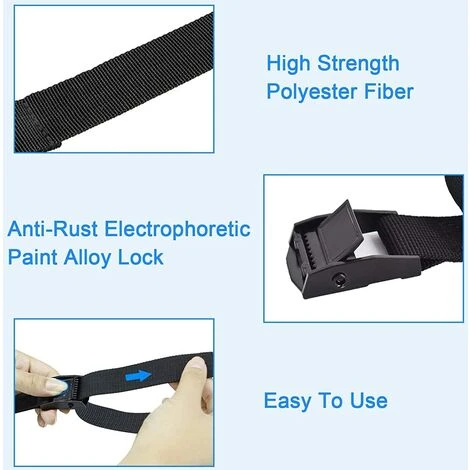 ILOVEMILAN 4 Zurrgurte 1 M Mit Spannschloss, 25 Mm Gurt, Schwarzer Fahrradgurt, Ratschengurt, Mit Spannschloss, Motorradanhängergurt 5 ILOVEMILAN 4 Zurrgurte 1 M Mit Spannschloss, 25 Mm Gurt, Schwarzer Fahrradgurt, Ratschengurt, Mit Spannschloss, Motorradanhängergurt – Bild 3