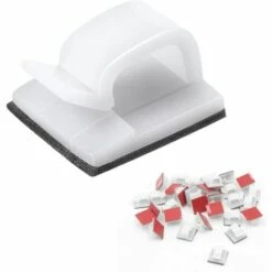 WERKZEUGE Kabelclips [60 Stück], Selbstklebende Kabelclips, Kabelclips, Für TV, PC, Laptop, Büro, Zuhause, Selbstklebende Befestigung (weiß)
