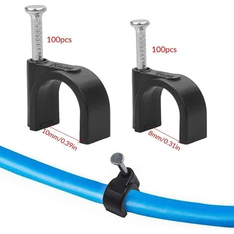 WERKZEUGE 200 Sortiment Runde Elektrische Kabelklemmen – 8 Mm Und 10 Mm – Schwarz – Für Ethernet-Kabel, Telefonkabel, TV-Kabel 4 WERKZEUGE 200 Sortiment Runde Elektrische Kabelklemmen – 8 Mm Und 10 Mm – Schwarz – Für Ethernet-Kabel, Telefonkabel, TV-Kabel – Bild 2