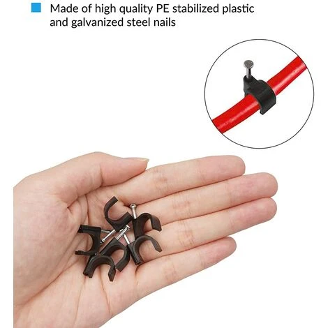 WERKZEUGE 200 Sortiment Runde Elektrische Kabelklemmen – 8 Mm Und 10 Mm – Schwarz – Für Ethernet-Kabel, Telefonkabel, TV-Kabel 5 WERKZEUGE 200 Sortiment Runde Elektrische Kabelklemmen – 8 Mm Und 10 Mm – Schwarz – Für Ethernet-Kabel, Telefonkabel, TV-Kabel – Bild 3