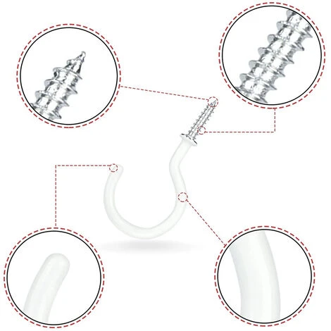 PETITES ECREVISSES 12 Stück 2 Zoll Schraubhaken Deckenhaken Deckenhaken Für Blumenampel In Haushalten Und Büros - Weiß 4 PETITES ECREVISSES 12 Stück 2 Zoll Schraubhaken Deckenhaken Deckenhaken Für Blumenampel In Haushalten Und Büros - Weiß – Bild 2