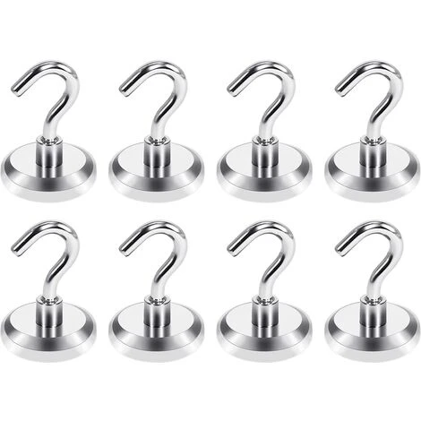 MINKUROW Magnethaken, Neodym-Magnethaken, Leistungsstarker Magnethaken, Superstarke Magnete Mit Haken Für Küche, Büro, Schließfächer, Kühlschrankmagnet, 2 Stück, Silberfarben (E25mm) 3 MINKUROW Magnethaken, Neodym-Magnethaken, Leistungsstarker Magnethaken, Superstarke Magnete Mit Haken Für Küche, Büro, Schließfächer, Kühlschrankmagnet, 2 Stück, Silberfarben (E25mm)