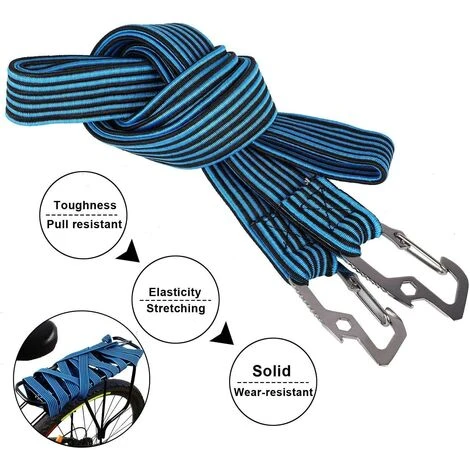 MINKUROW Bungee Cord Für Gepäck, Universal Heavy Duty Bungee Cord Mit Karbonstahlhaken, Geeignet Für Fahrräder, Elektroautos, 2 Meter (2m, Blau) 4 MINKUROW Bungee Cord Für Gepäck, Universal Heavy Duty Bungee Cord Mit Karbonstahlhaken, Geeignet Für Fahrräder, Elektroautos, 2 Meter (2m, Blau) – Bild 2