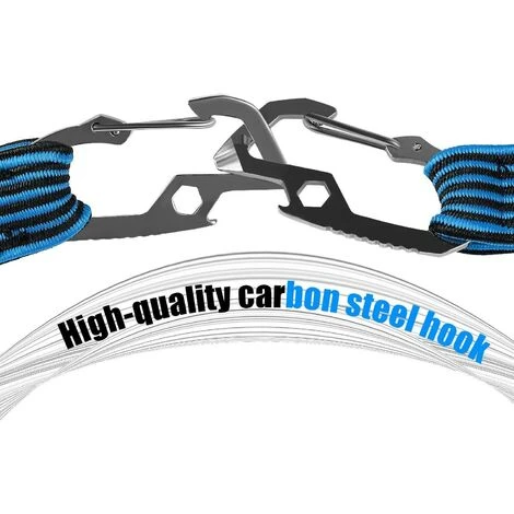 MINKUROW Bungee Cord Für Gepäck, Universal Heavy Duty Bungee Cord Mit Karbonstahlhaken, Geeignet Für Fahrräder, Elektroautos, 2 Meter (2m, Blau) 7 MINKUROW Bungee Cord Für Gepäck, Universal Heavy Duty Bungee Cord Mit Karbonstahlhaken, Geeignet Für Fahrräder, Elektroautos, 2 Meter (2m, Blau) – Bild 5