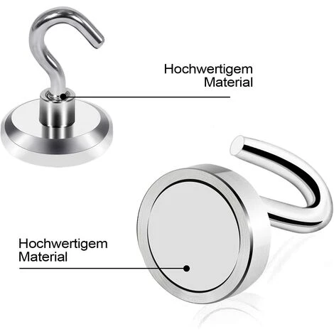 MINKUROW Magnethaken, Neodym-Magnethaken, Leistungsstarker Magnethaken, Superstarke Magnete Mit Haken Für Küche, Büro, Schließfächer, Kühlschrankmagnet, 2 Stück, Silberfarben (E32mm) 6 MINKUROW Magnethaken, Neodym-Magnethaken, Leistungsstarker Magnethaken, Superstarke Magnete Mit Haken Für Küche, Büro, Schließfächer, Kühlschrankmagnet, 2 Stück, Silberfarben (E32mm) – Bild 4
