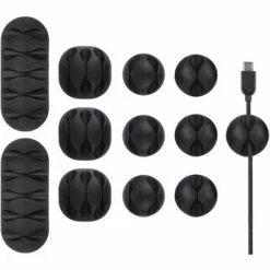 THSINDE Wire Ties 12er-Pack Langlebige Kabelclips, Kabelaufwicklung Und Kabelbinder, Desktop-Organizer Und Management Für TV, PC, Laptop, Zuhause Usw., Black Thisnde