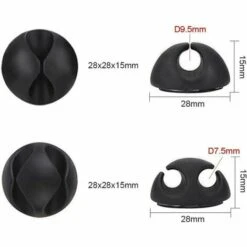 THSINDE Wire Ties 12er-Pack Langlebige Kabelclips, Kabelaufwicklung Und Kabelbinder, Desktop-Organizer Und Management Für TV, PC, Laptop, Zuhause Usw., Black Thisnde -Seilwinden Sales 64568437 3