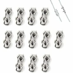 HEGUYEY 12 Stück M3 Doppelklemme Stahldrahtseil, Edelstahldrahtseilklemme Verbinder Bremskabelklemme, Verwendet Für 2 Mm Stahldrahtseil