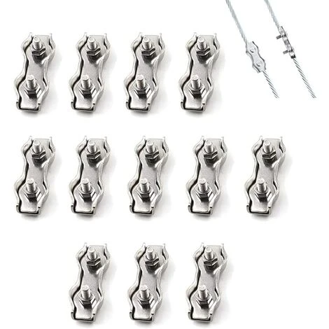 HEGUYEY 12 Stück M3 Doppelklemme Stahldrahtseil, Edelstahldrahtseilklemme Verbinder Bremskabelklemme, Verwendet Für 2 Mm Stahldrahtseil 3 HEGUYEY 12 Stück M3 Doppelklemme Stahldrahtseil, Edelstahldrahtseilklemme Verbinder Bremskabelklemme, Verwendet Für 2 Mm Stahldrahtseil