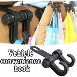 GESCHENKE 4 Stück Fahrzeugmontierter Mehrzweckhaken Im Auto Aufbewahrungshaken Beweglicher Autohaken
