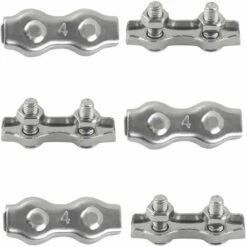 TINOR M4 Duplex Clips Kabelbinder 304 Edelstahl Duplex Seilklemmen Für Drahtseil Wäscheleinen Hängende Sonnensegel Feste Terrasse 6St