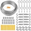 TINOR 304 Edelstahlseil-Aufhängeset, Nylonbeschichtetes Edelstahlkabel, PVC-Stahlkabelspanner, Für Zeltseil, Wäscheleine, Kronleuchter Im Freien, Garten (20 M) -Seilwinden Sales 65265359 1