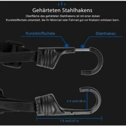 HEGUYEY 2 Stücke Gepäckspanner, Expander Mit Haken, Spanngurte Mit Haken, Spanngurte Kurz Mit 4 Schiebeschnalle, Spanngurt Fahrrad, Gepäckträger ​Spanngurt Für Motorrad Fahrrad Usw ( 2 Stücke, 60cm ) -Seilwinden Sales 65390133 4
