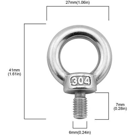 BENOBBY KIDS Augenheber-Ringschraube M6/0,24" Au?engewindeschrauben Edelstahl Marine Gewichtheberschrauben 5St 5 BENOBBY KIDS Augenheber-Ringschraube M6/0,24" Au?engewindeschrauben Edelstahl Marine Gewichtheberschrauben 5St – Bild 3