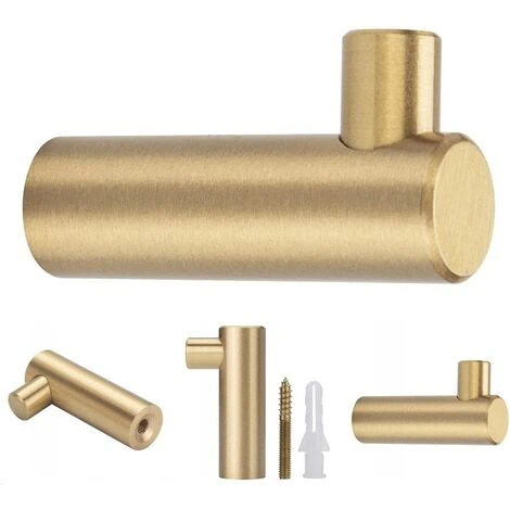 RHAFAYRE Set Aus 4 Wandhaken Aus Gebürstetem Messing, 50 Mm X 12 Mm, Goldene Kleiderhaken Für Badezimmer, Garderoben, Handtuchhalter (L-Form) 3 RHAFAYRE Set Aus 4 Wandhaken Aus Gebürstetem Messing, 50 Mm X 12 Mm, Goldene Kleiderhaken Für Badezimmer, Garderoben, Handtuchhalter (L-Form)