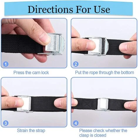 THSINDE Ratschen-Zurrgurt, 4er-Set Verstellbare Gurte Mit Metallschnallen, Belastbar Bis 250kg, Für Heckgepäckträger Für PKW, Motorrad, Fahrrad, Schellen, 2,5cmx2m 4 THSINDE Ratschen-Zurrgurt, 4er-Set Verstellbare Gurte Mit Metallschnallen, Belastbar Bis 250kg, Für Heckgepäckträger Für PKW, Motorrad, Fahrrad, Schellen, 2,5cmx2m – Bild 2