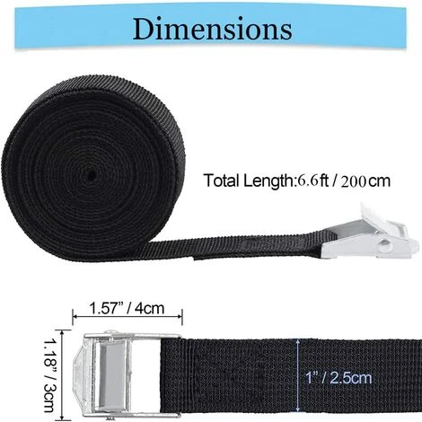 THSINDE Ratschen-Zurrgurt, 4er-Set Verstellbare Gurte Mit Metallschnallen, Belastbar Bis 250kg, Für Heckgepäckträger Für PKW, Motorrad, Fahrrad, Schellen, 2,5cmx2m 5 THSINDE Ratschen-Zurrgurt, 4er-Set Verstellbare Gurte Mit Metallschnallen, Belastbar Bis 250kg, Für Heckgepäckträger Für PKW, Motorrad, Fahrrad, Schellen, 2,5cmx2m – Bild 3