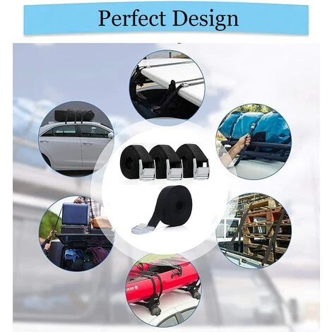 THSINDE Ratschen-Zurrgurt, 4er-Set Verstellbare Gurte Mit Metallschnallen, Belastbar Bis 250kg, Für Heckgepäckträger Für PKW, Motorrad, Fahrrad, Schellen, 2,5cmx2m 6 THSINDE Ratschen-Zurrgurt, 4er-Set Verstellbare Gurte Mit Metallschnallen, Belastbar Bis 250kg, Für Heckgepäckträger Für PKW, Motorrad, Fahrrad, Schellen, 2,5cmx2m – Bild 4