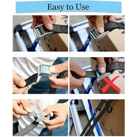 THSINDE Ratschen-Zurrgurt, 4er-Set Verstellbare Gurte Mit Metallschnallen, Belastbar Bis 250kg, Für Heckgepäckträger Für PKW, Motorrad, Fahrrad, Schellen, 2,5cmx2m 7 THSINDE Ratschen-Zurrgurt, 4er-Set Verstellbare Gurte Mit Metallschnallen, Belastbar Bis 250kg, Für Heckgepäckträger Für PKW, Motorrad, Fahrrad, Schellen, 2,5cmx2m – Bild 5