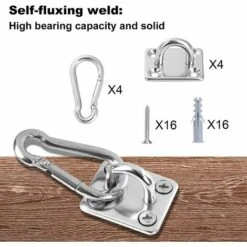 READCLY 4er-Pack Edelstahl-Ösenplatte, Deckenhaken Und Karabiner Mit Schrauben, Ring-Wandanker-Befestigungshaken Für Marineboote, Yoga-Schaukeln, Hängematten -Seilwinden Sales 66737269 3