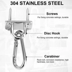 READCLY 4er-Pack Edelstahl-Ösenplatte, Deckenhaken Und Karabiner Mit Schrauben, Ring-Wandanker-Befestigungshaken Für Marineboote, Yoga-Schaukeln, Hängematten -Seilwinden Sales 66737269 4