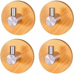 LTS FAFA Bambus-Handtuchhaken, 4 Stück Bambus-Klebehaken, Selbstklebende Bambus-Haken, Selbstklebende Handtuchhaken, Für Zuhause, Badezimmer, Küche, Zum Aufhängen Von Manteltüchern
